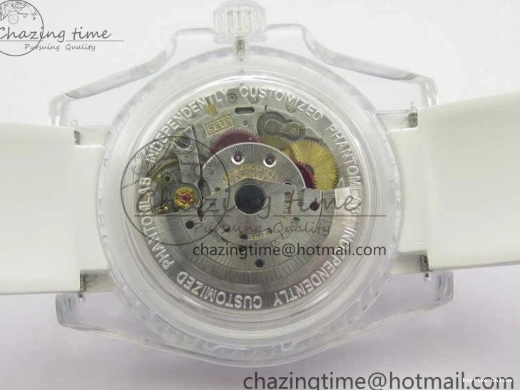 0518 Affordable Submariner Phantomlab Transparent KZF Best Edition Blue Space Dial on White Rubber Strap VR 2566